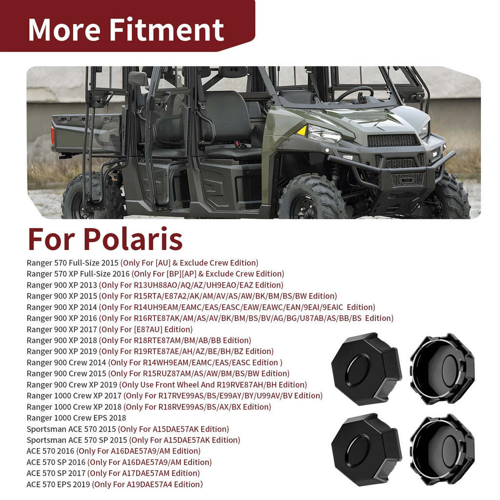 4 Pack Wheel Rim Caps for Polaris Ranger Crew 1000 EPS (2018) Replaces 1521954-067