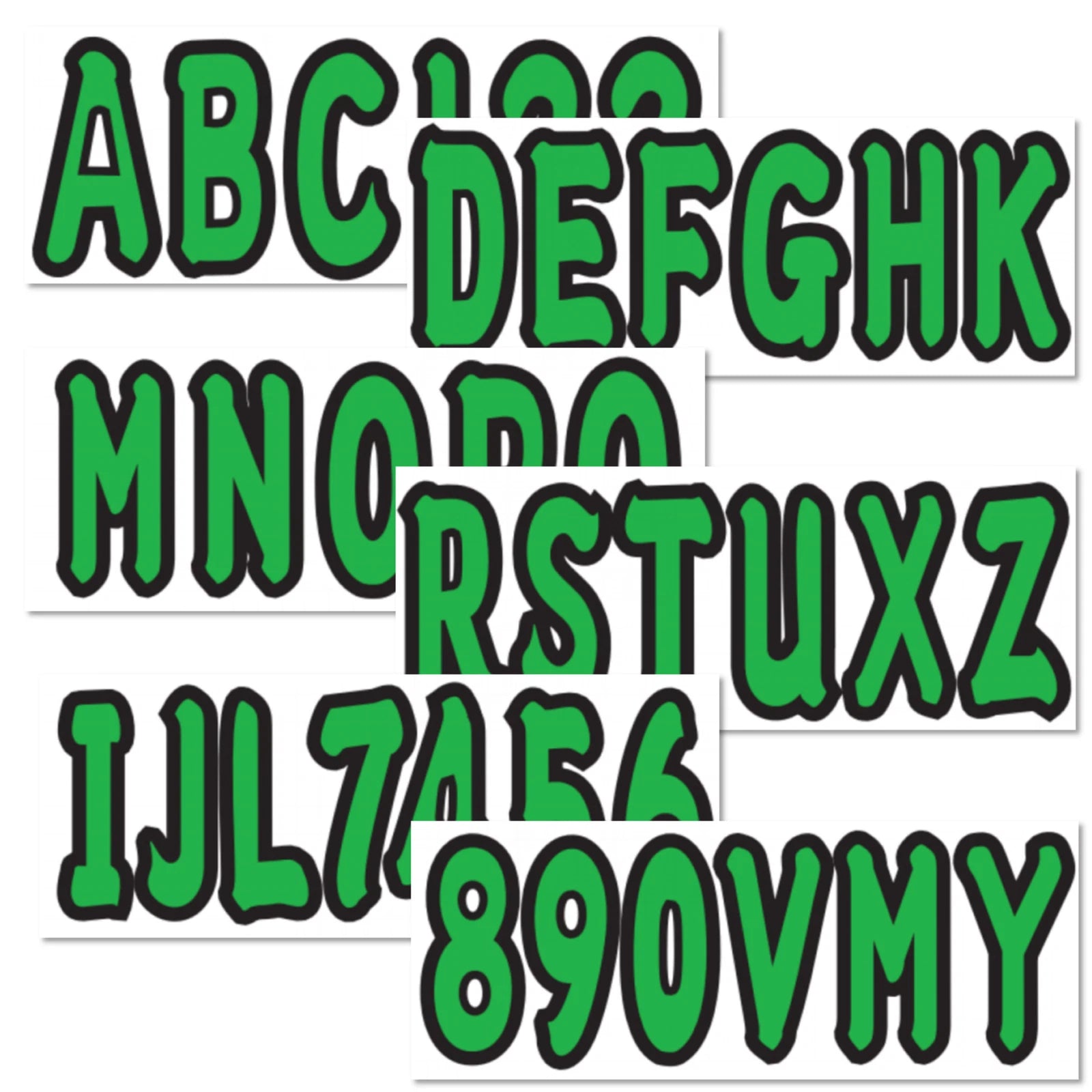 Set of 4 Waverunner Jetski PWC Boat Registration Numbers A-Z 0-9 (Green)