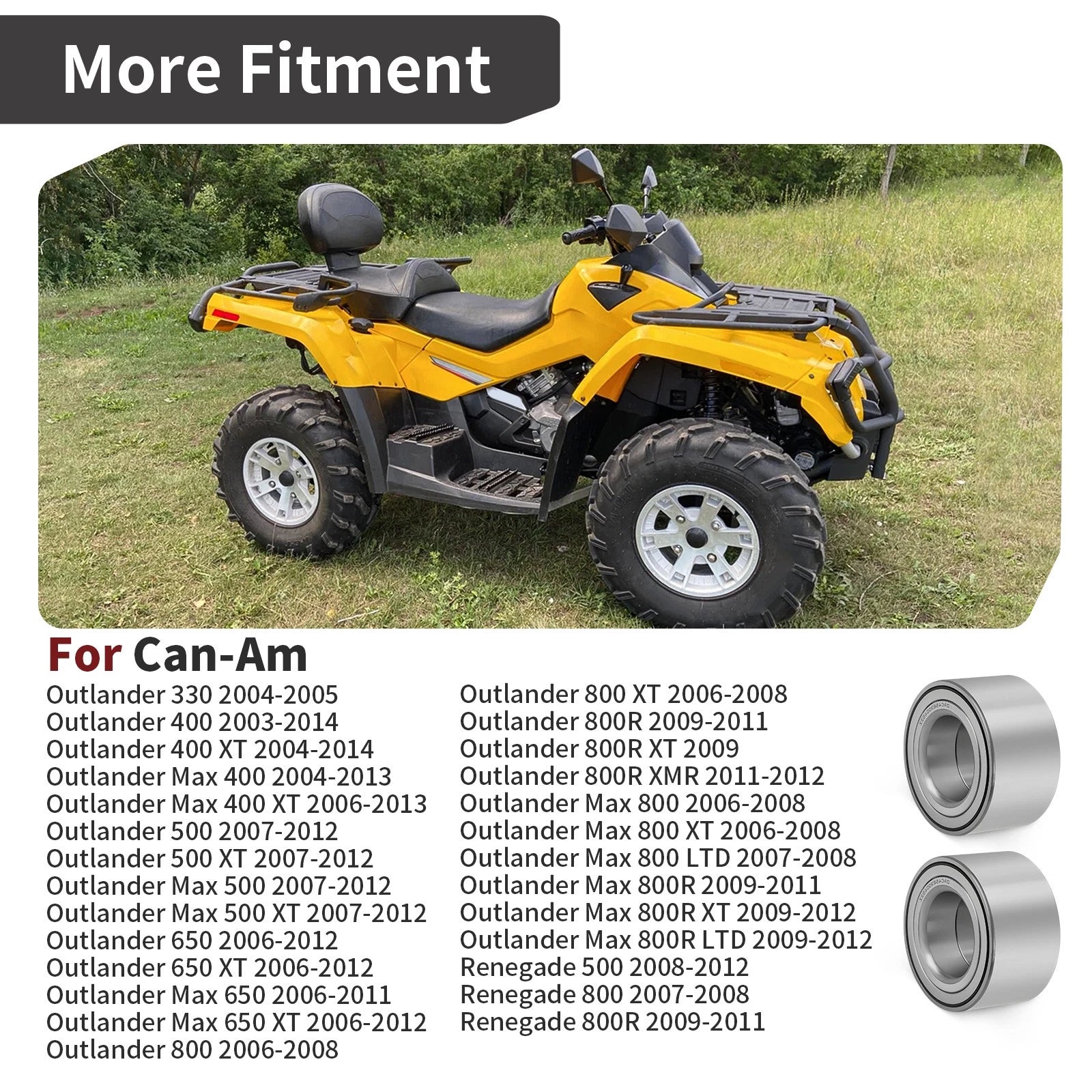2X Rear Trailing Arm Bearing 293350037 for Can-Am Outlander (2003–2018)