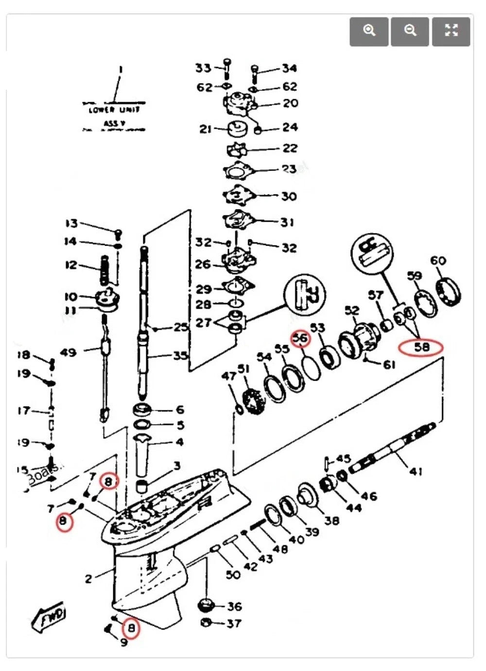 Seal Kit for Yamaha Propeller Shaft Lower Unit (90430-08003, 93101-22067, 93210-66M98)