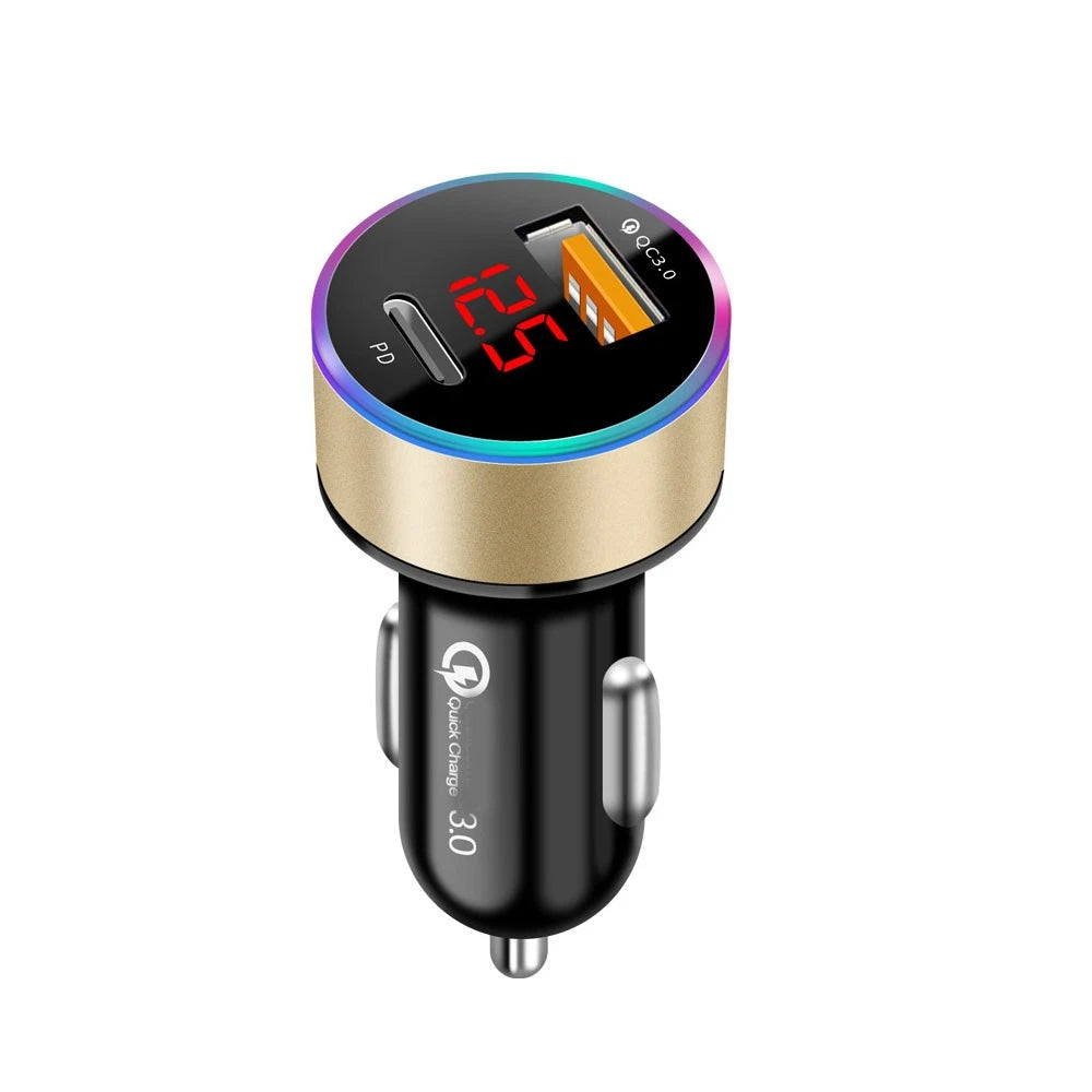 Fast Car Phone Charger QC3.0 USB PD Type-C for Universal Vehicles (2010–2023)