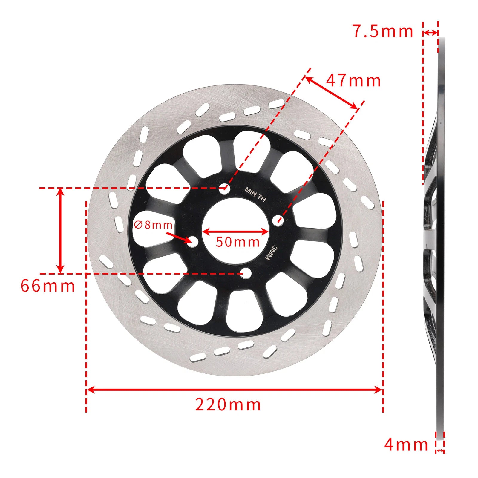 Front Brake Rotor Disc for Suzuki GN 125 (220MM) (NF41A, GN125, TU 125, GS 125)