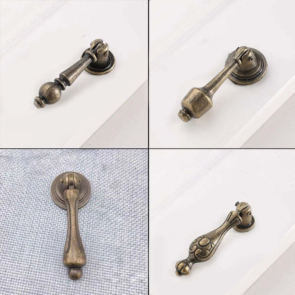 Set of 10 Antique Drawer Pull Knobs for Cabinet Hardware