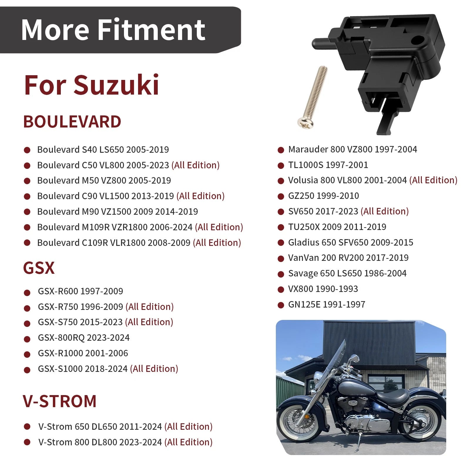 Left Clutch Lever Switch for Suzuki Boulevard C50 (2005–2023), C90 (2013–2019)