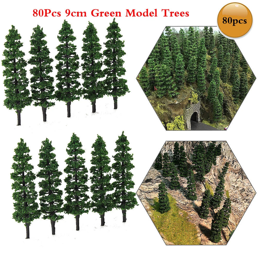 80pcs 9cm Model Trees for Train Railroad Landscape Layout