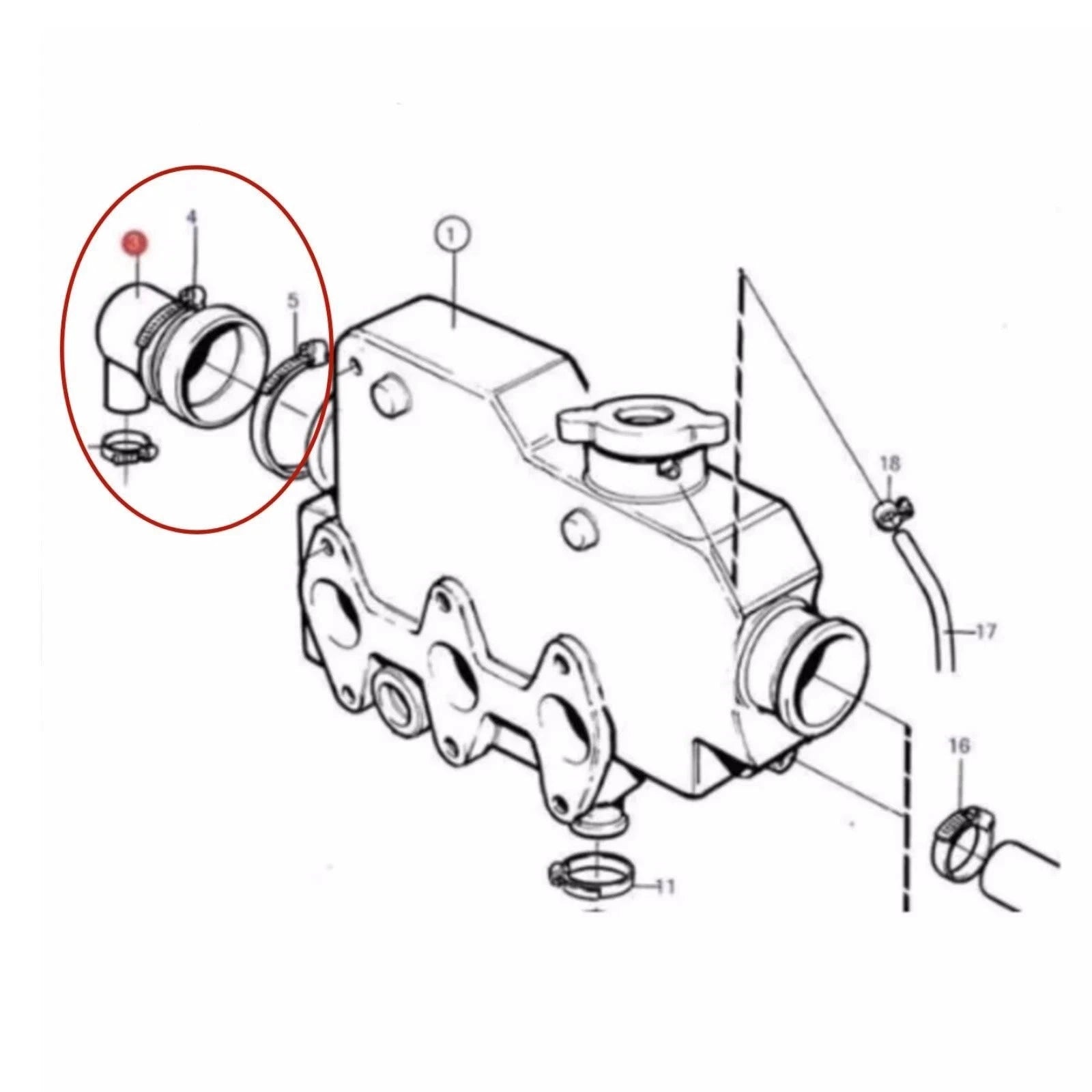 Heat Exchanger End Cap for Volvo Penta MD 2030 (Replacement 3580326, 145536370)