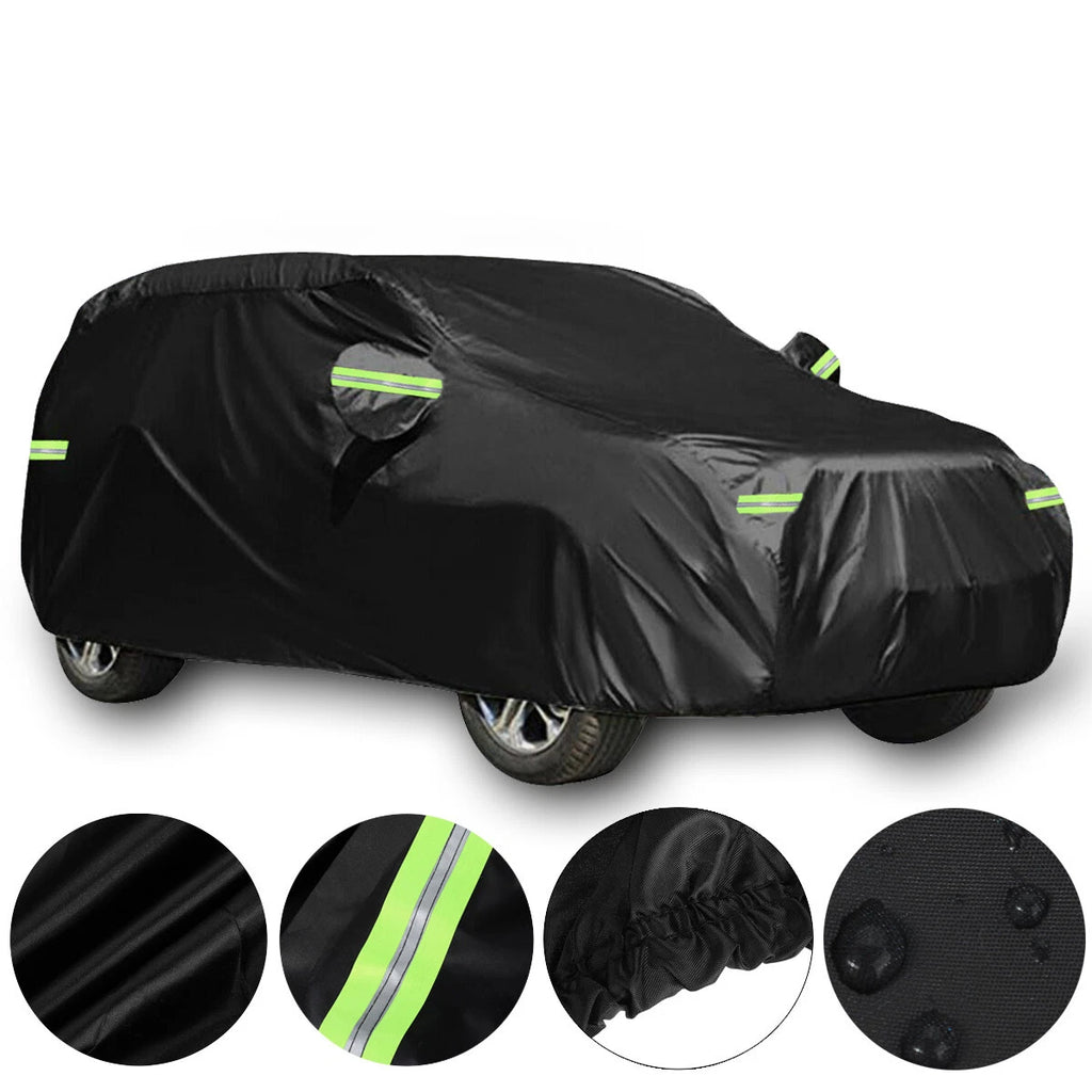 Full Car Cover for SUV (191"x74"x73") 190T Black Waterproof Reflective Strip