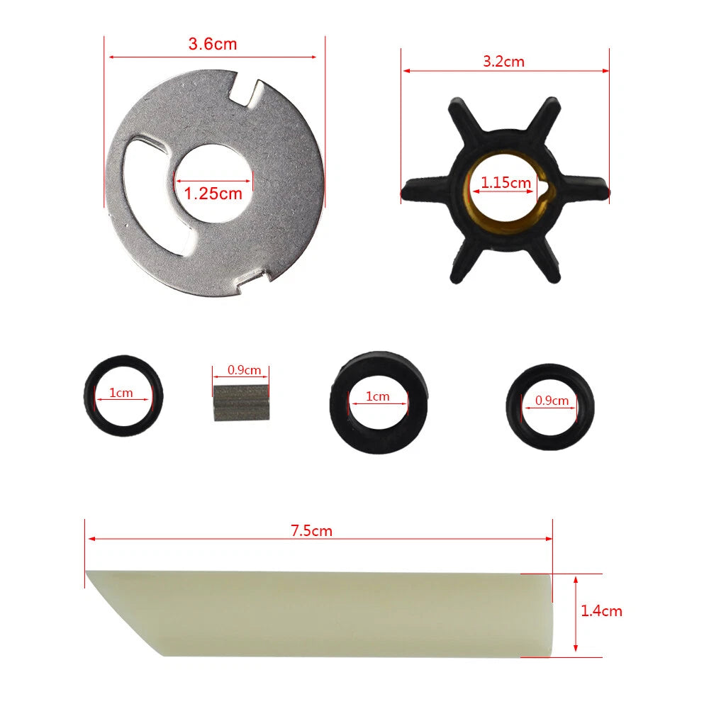 Water Pump Impeller Repair Kit for Mercury Outboards 4-9.8 HP (47-39074)