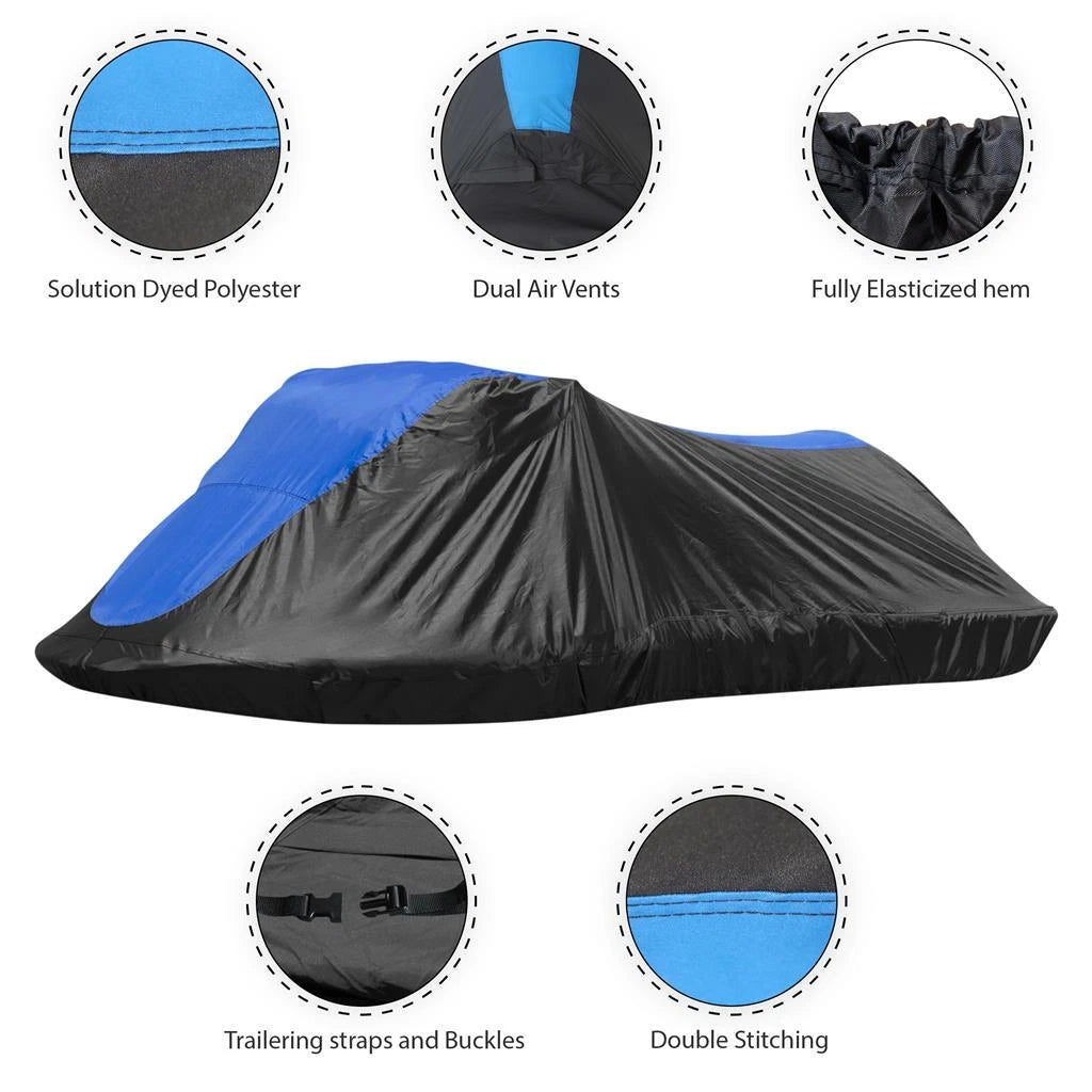 PWC Jet Ski Cover for Sea Doo GTI LE RFI (2003–2005) 420 Denier Black Blue