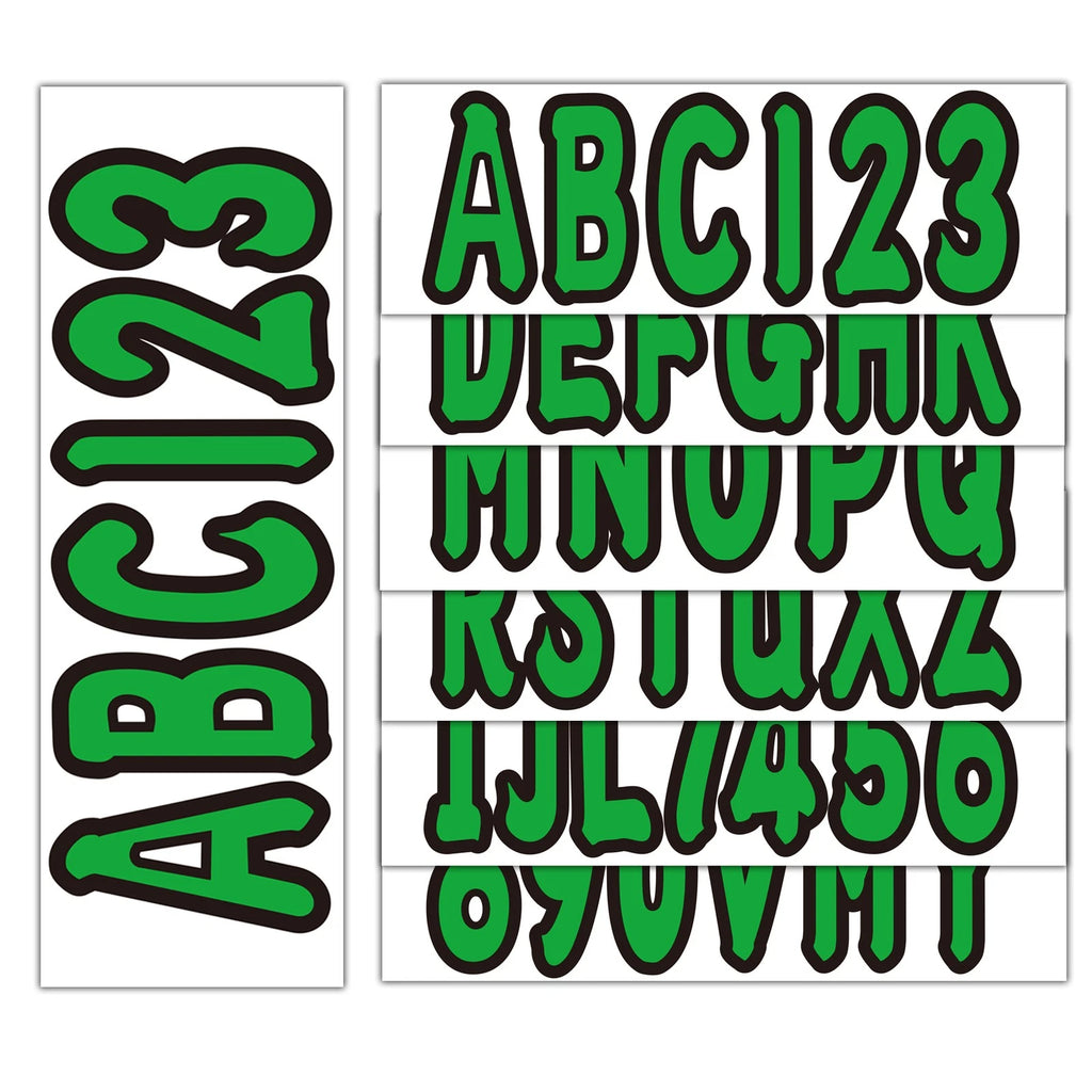 Set of 4 Green Decals for Boat Registration A-Z & 0-9