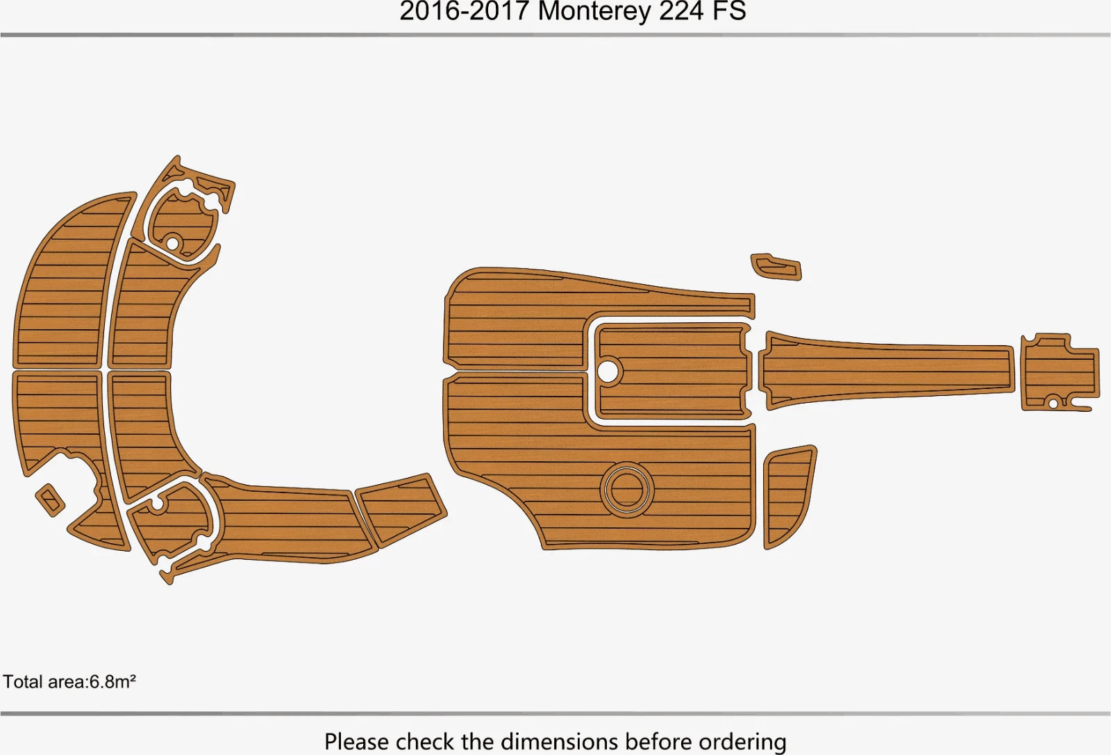 EVA Pads for Monterey 224 Cockpit Swim Platform (2017) Teak Deck Faux Flooring