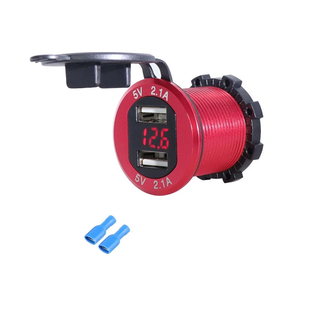 Dual USB Car Charger Adapter with LED Voltmeter for Universal Use