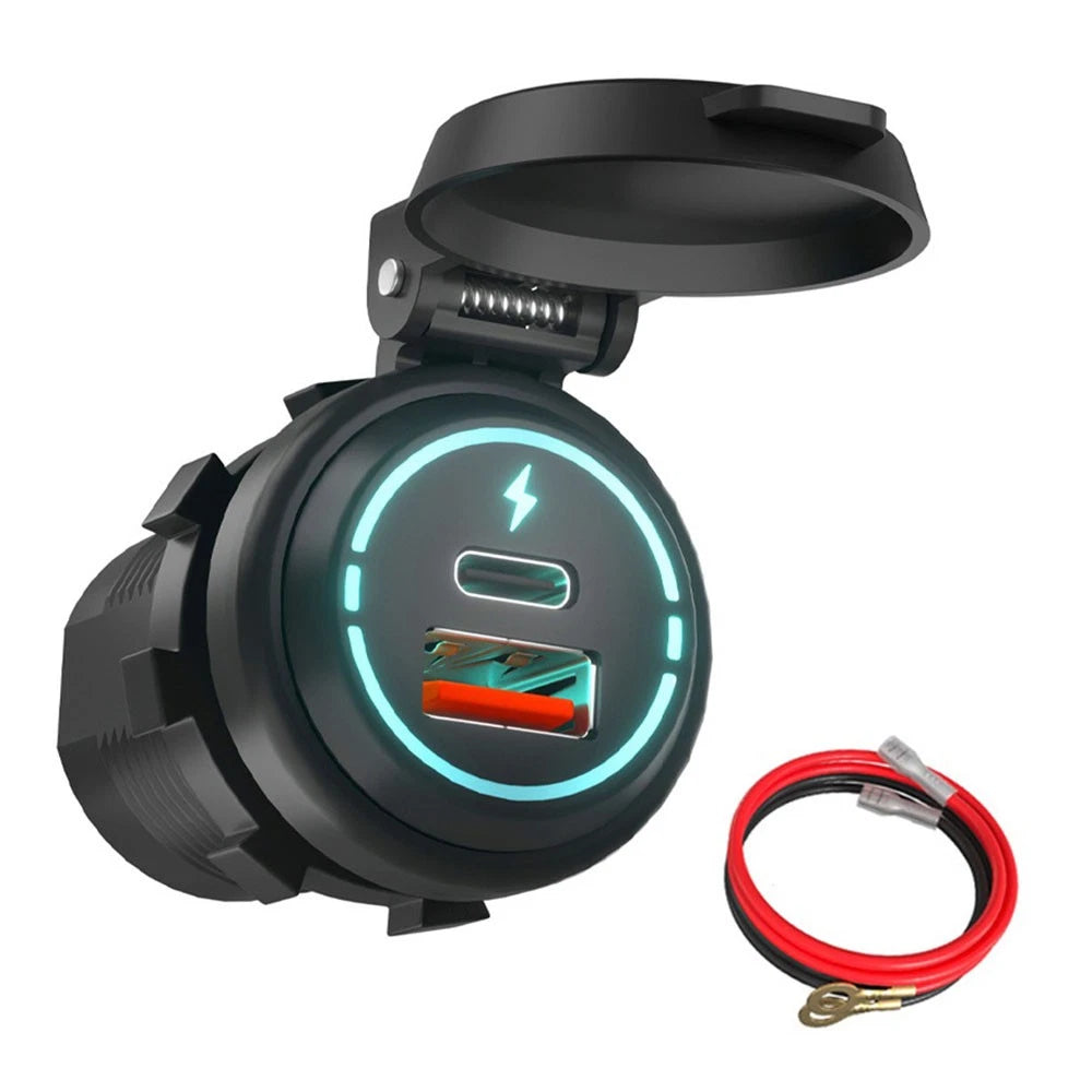 Dual USB QC3.0 PD Type-C Car Charger Adapter for Universal Vehicles