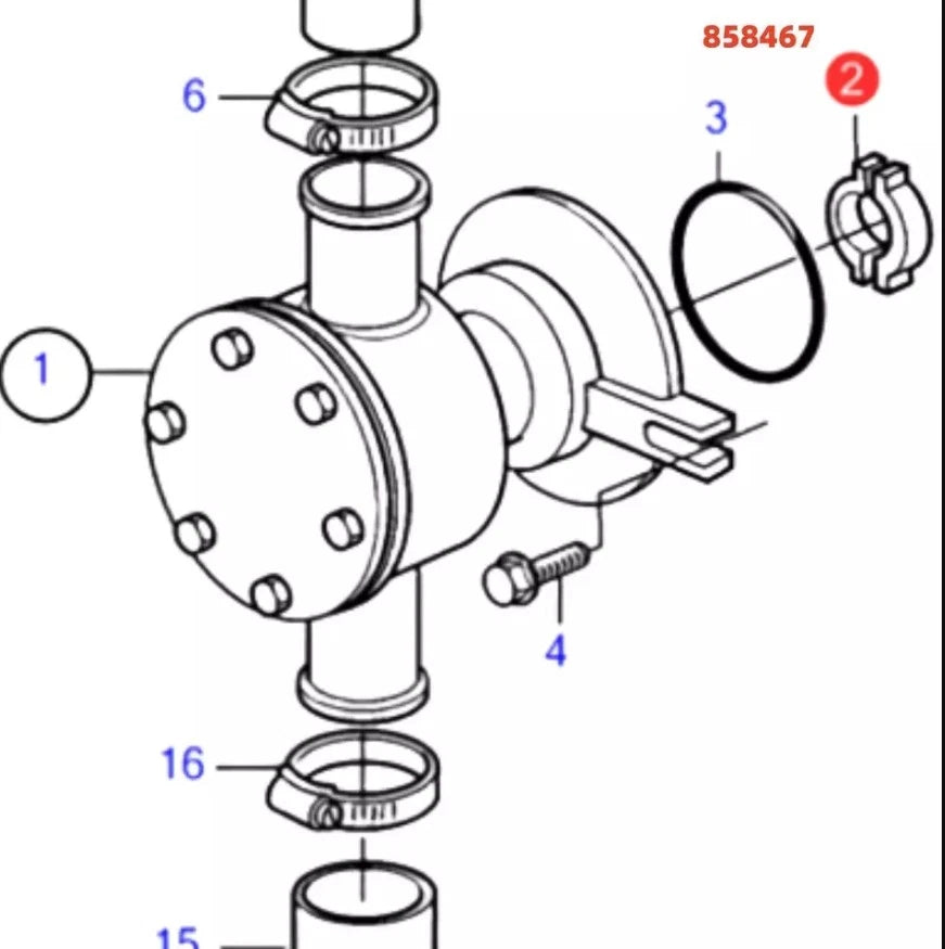 Impeller Repair Kit for Volvo Penta Sea Water Pump (21951356, 858467)
