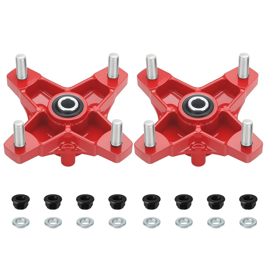 2PC Front Red Wheel Hubs w/Nuts for Honda TRX250X (2009–2020) TRX400X (2009, 2012–2014)