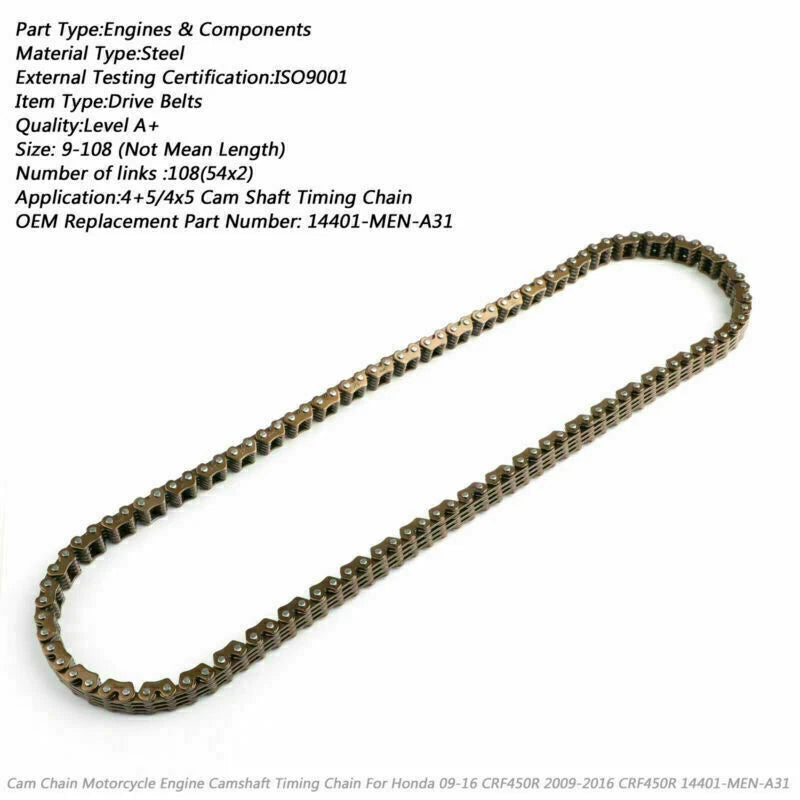 Timing Cam Chain for Honda CRF 450R (2009–2016), XL XR 350R (1983–1985), CB 250 (1977–1983) T9