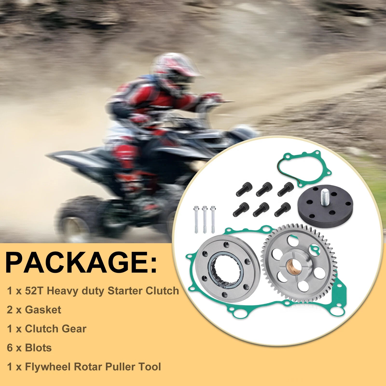 One Way Bearing Starter Clutch Gear + Tool for Yamaha YFM660R (2004–2005)