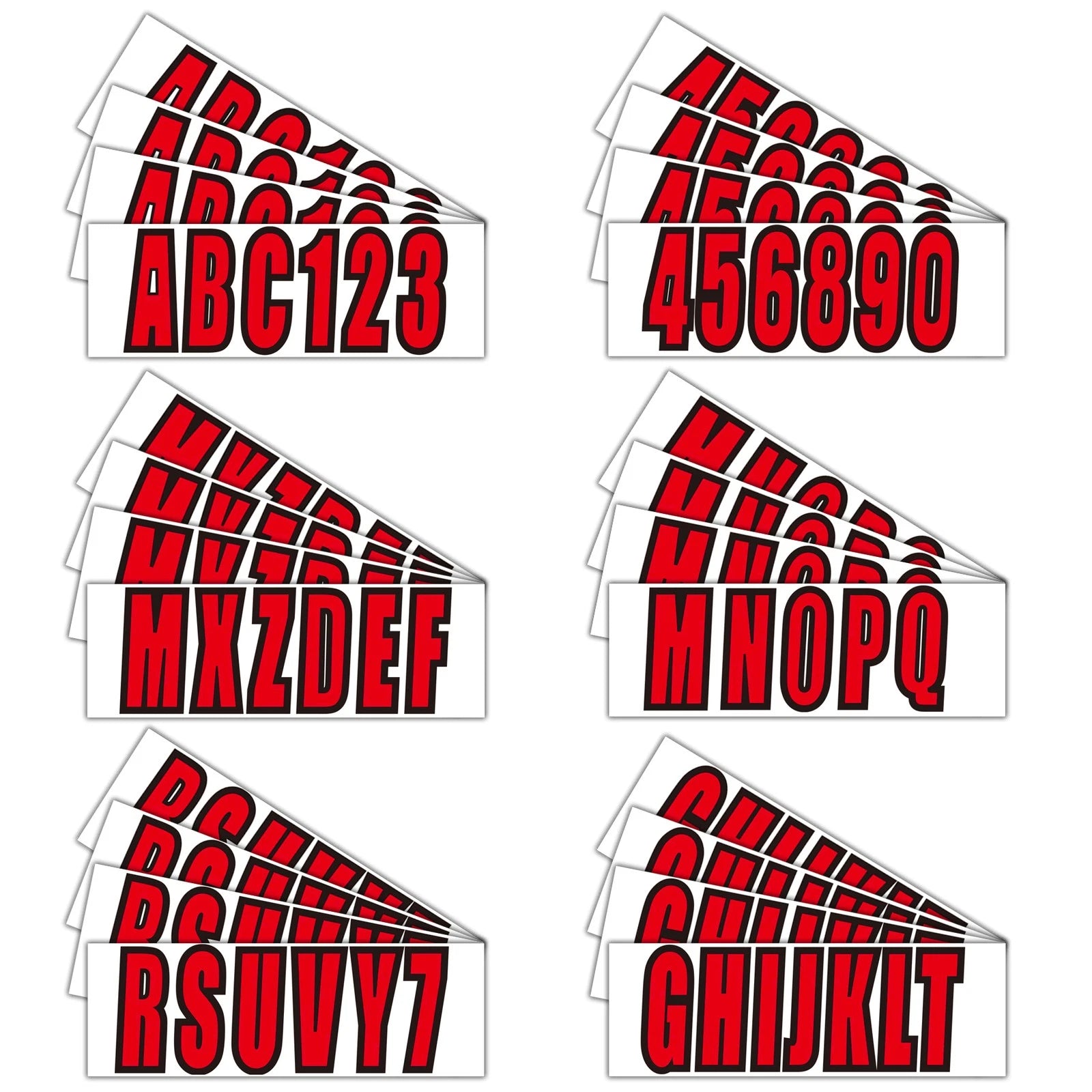 Set of 4 Custom Boat Registration Number Decal Stickers A-Z 0-9 Red
