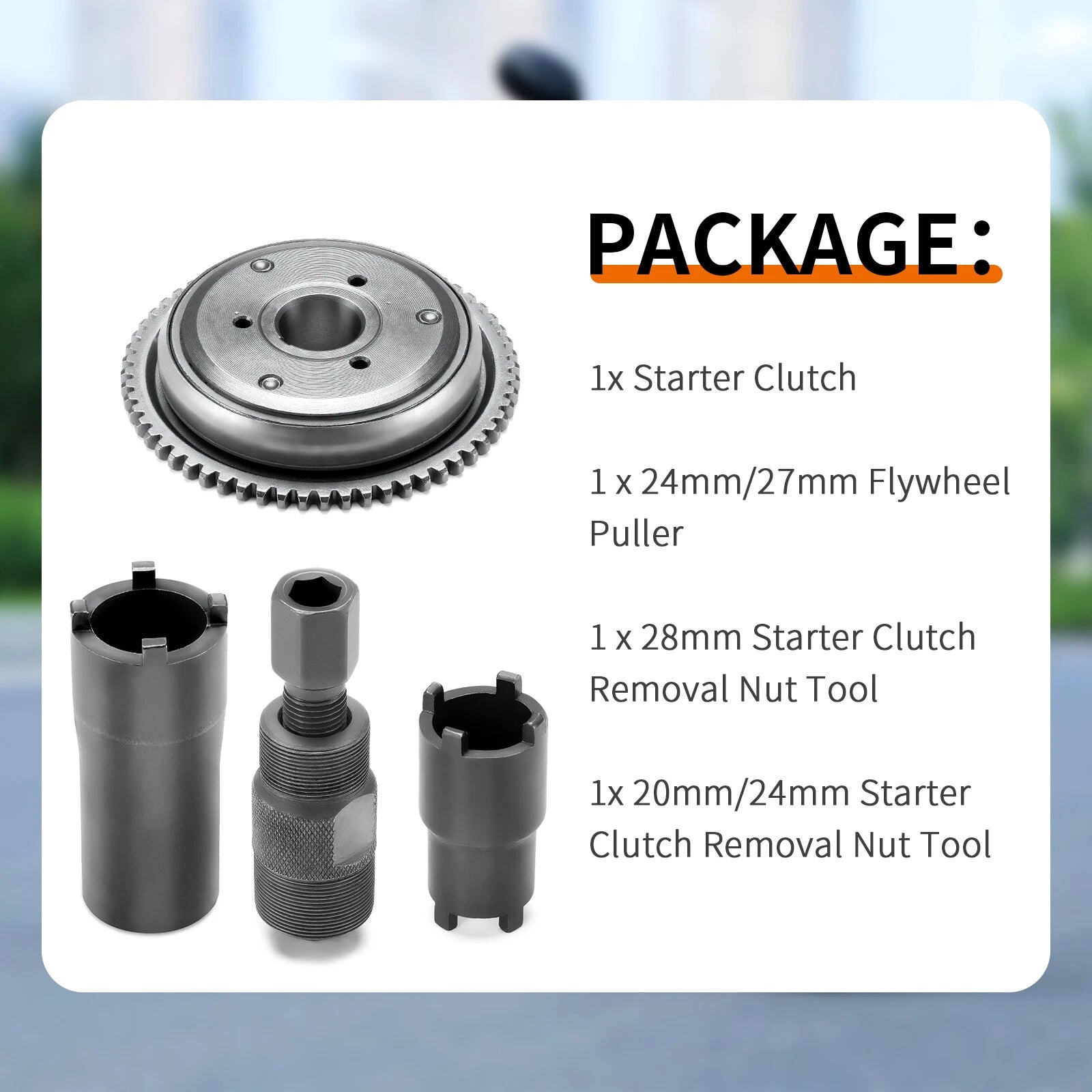 Magneto Flywheel Puller Tool & Starter Clutch for GY6 Scooter (125cc, 150cc, 152QMI)