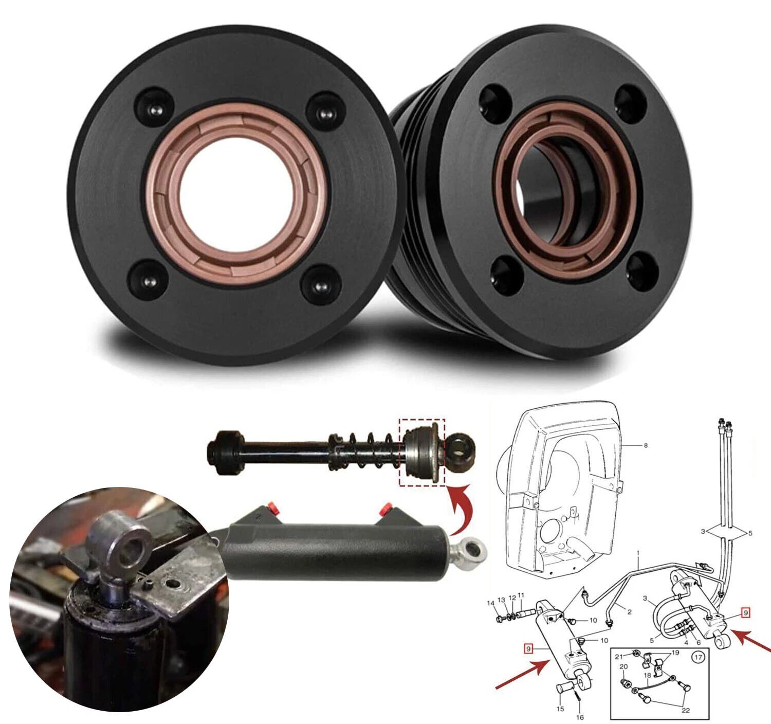 2Pcs Hydraulic Trim Tilt Cylinder End Cap Kit for Volvo 290 DP
