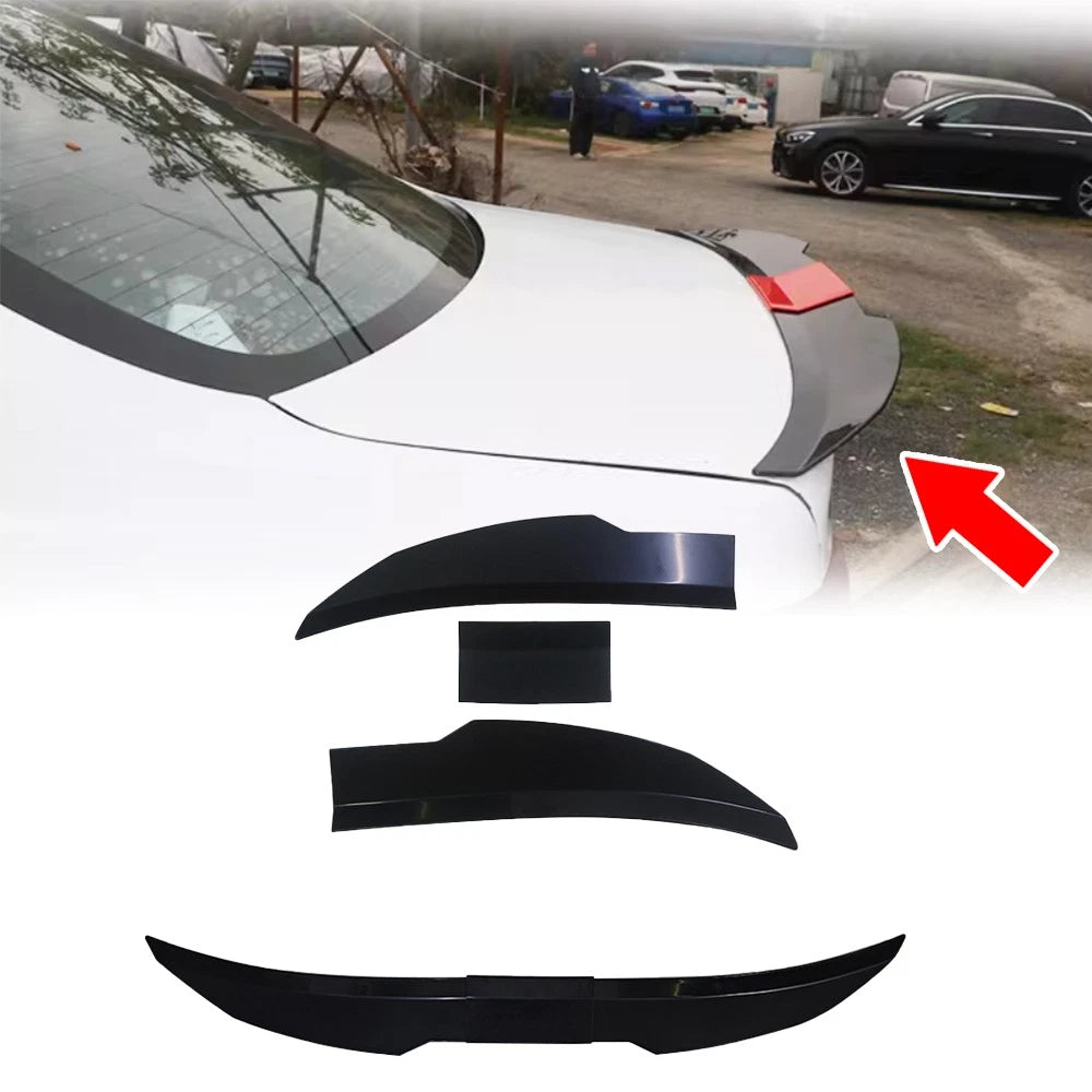 Adjustable Rear Trunk Spoiler for Universal Sedan (50"-45") - 3 Pcs Black