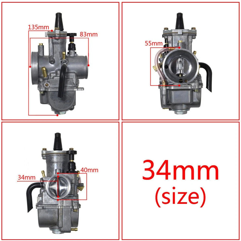 34mm Carburetor with Power Jet for PWK34 250cc-350cc ATV (2/4 Stroke)