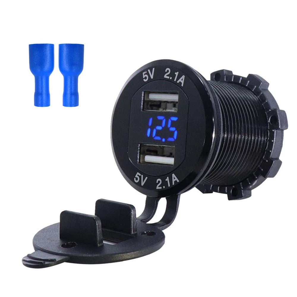 Dual USB Phone Charger Adapter for Motorcycle Boat (Cigarette Lighter Socket)