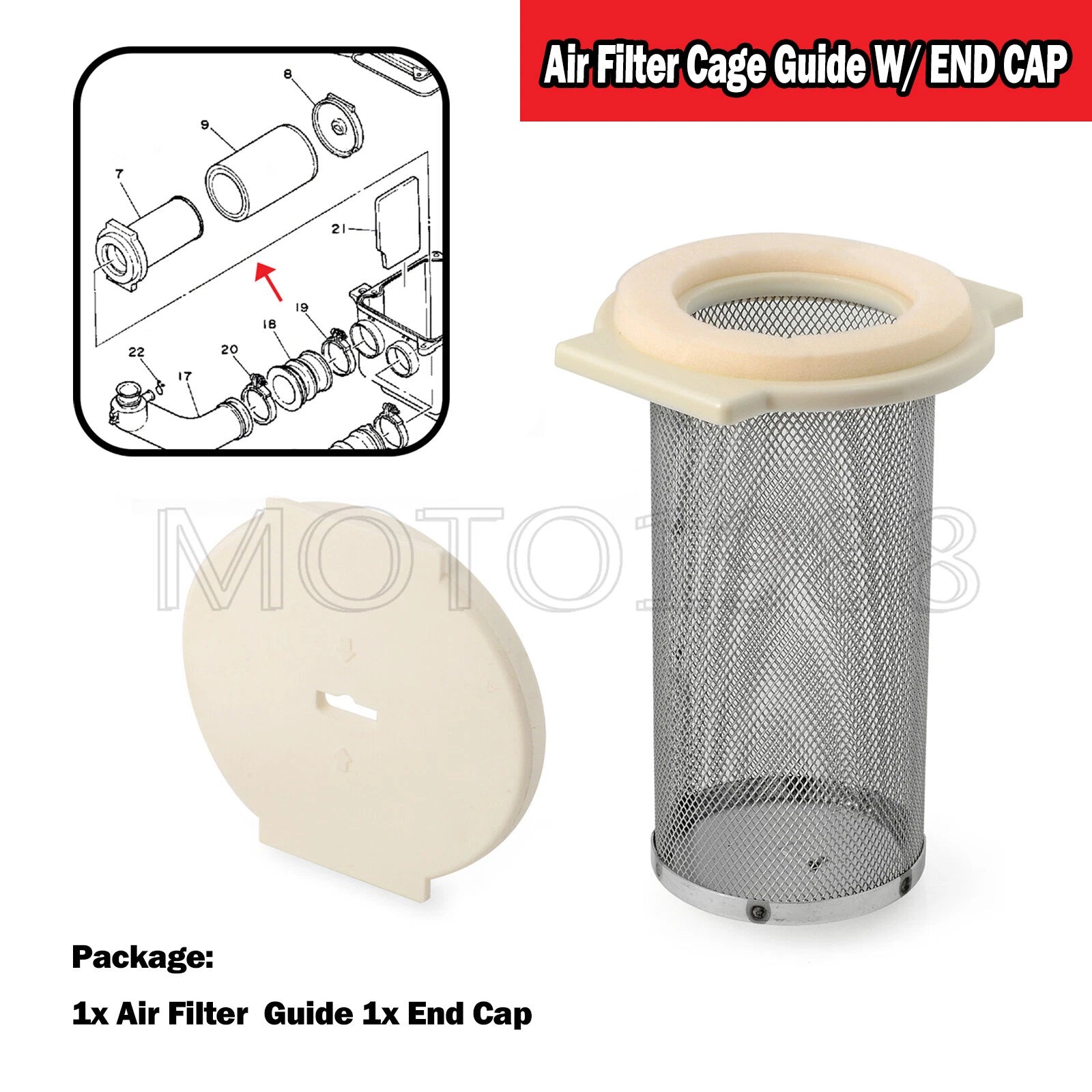 Air Filter Cage Guide & End Cap for Yamaha Big Bear 350 YFM350 FH/FW/U (1987–1999)