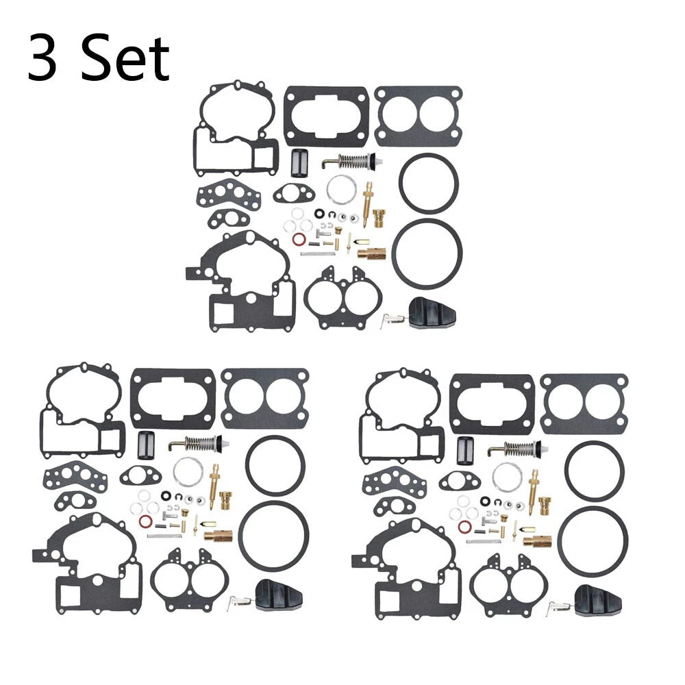 Set of 3 Carburetor Rebuild Kit for Mercruiser 3.0L 4.3L 5.0L 5.7L