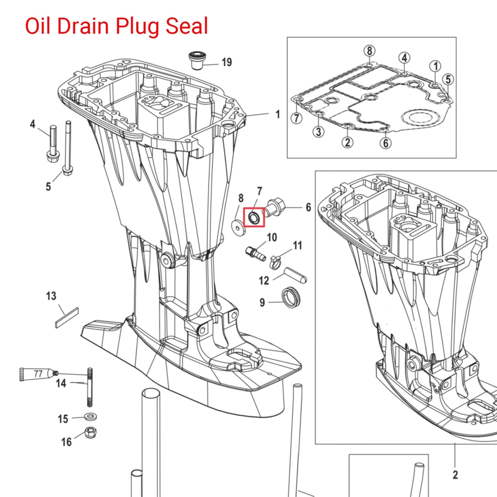 Drain Screw Seal Washer for Mercury Mariner (26-8M0204693, 26-8M0007119)