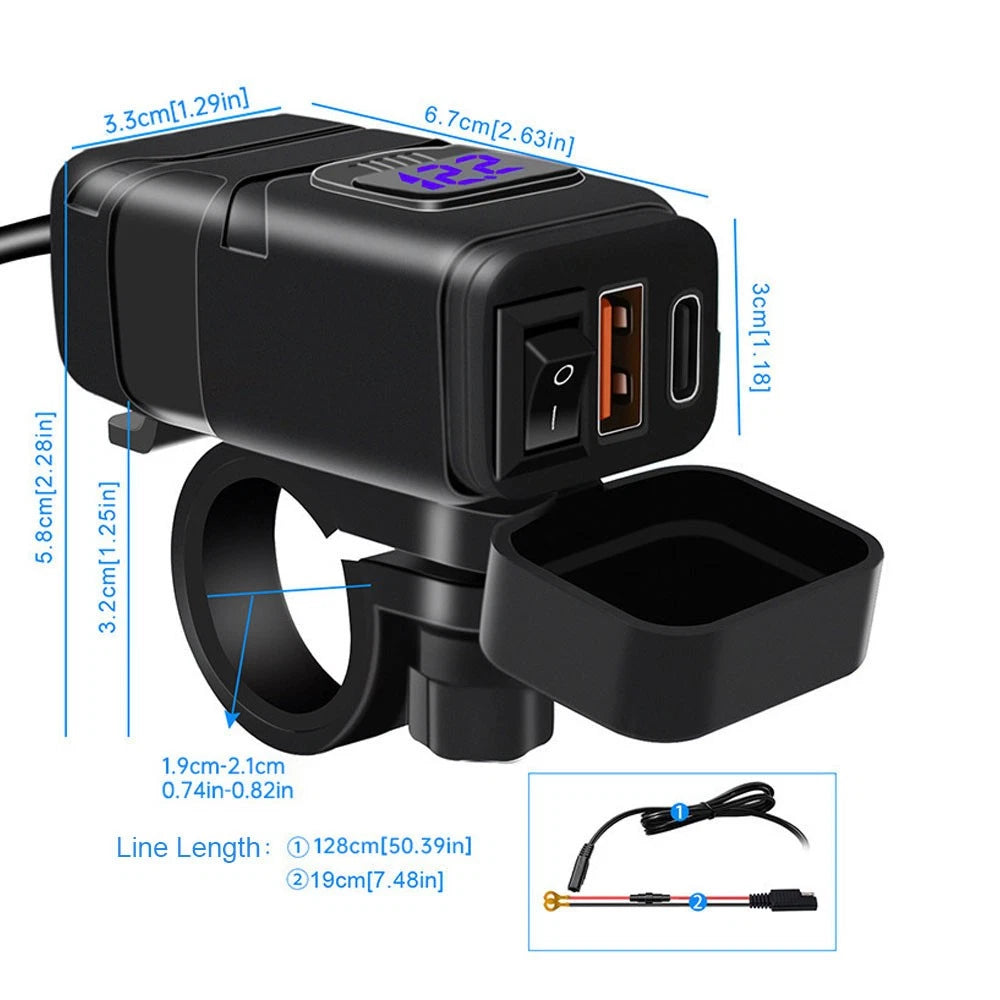 Dual USB Fast Charger Adapter for Motorcycle (Universal)