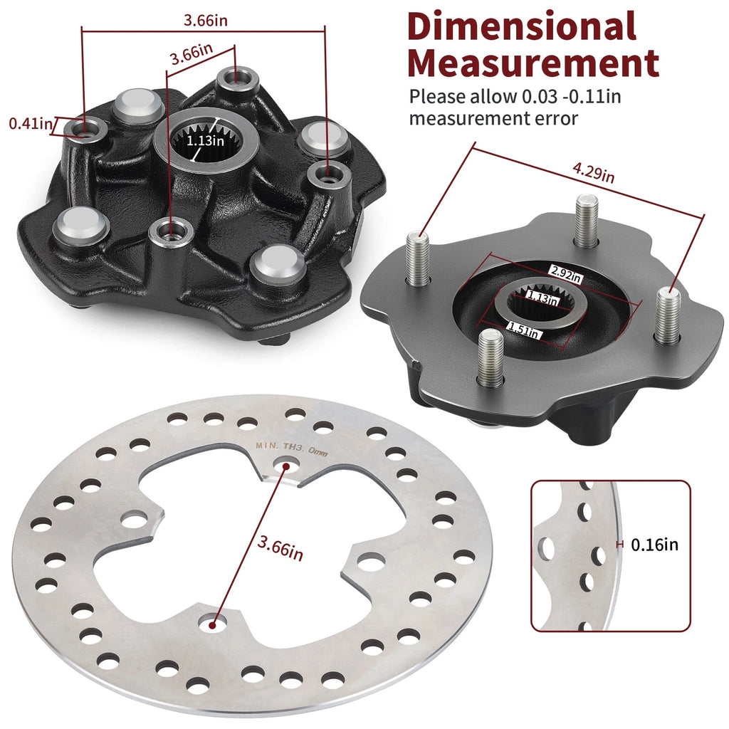 Front Left or Right Wheel Hub & Brake Disc for Honda Foreman Rubicon 500 (2001–2023)