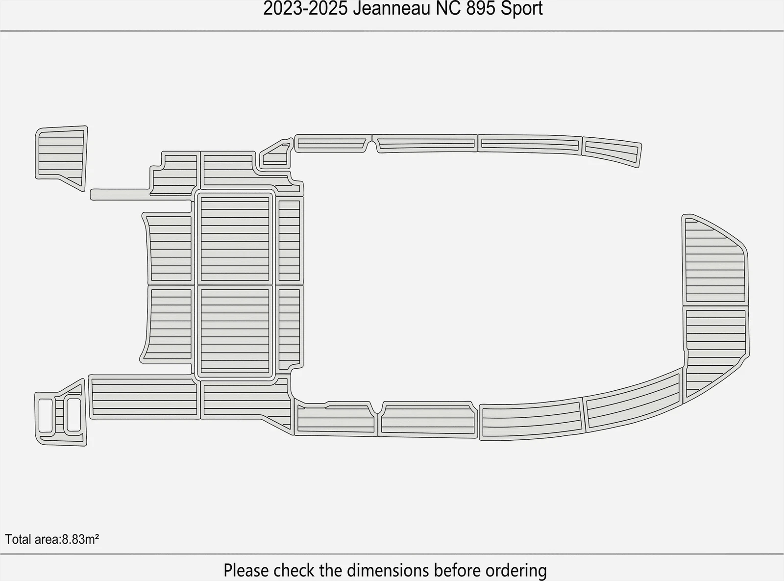 EVA Pads for Jeanneau NC 895 Sport (2025) - Teak Flooring Mat