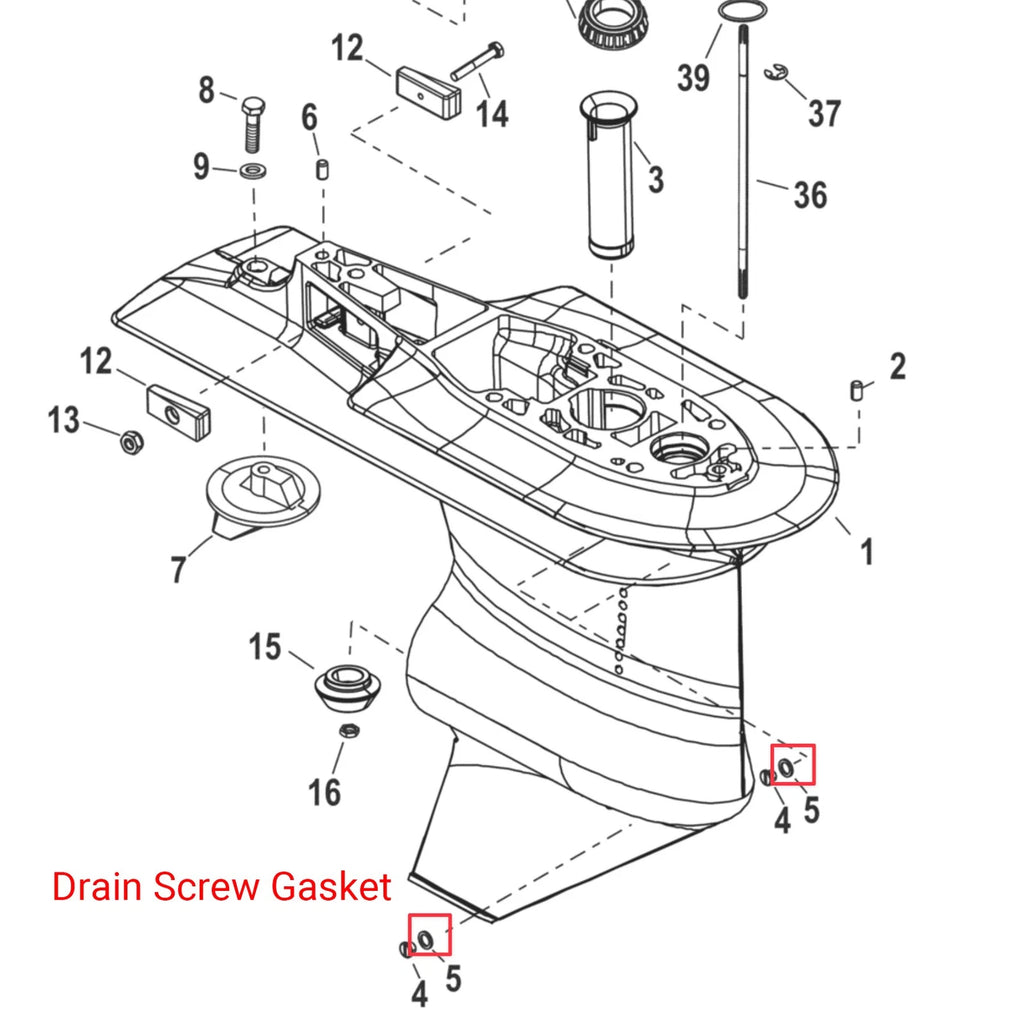 Gear Case Oil Drain Plug Washer Gasket for Mercury Mariner (8M0204693, 8M0007119)