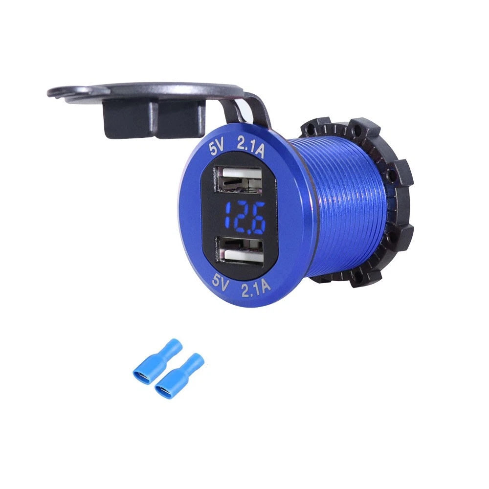Dual USB Car Cigarette Lighter Charger Socket 12-24V