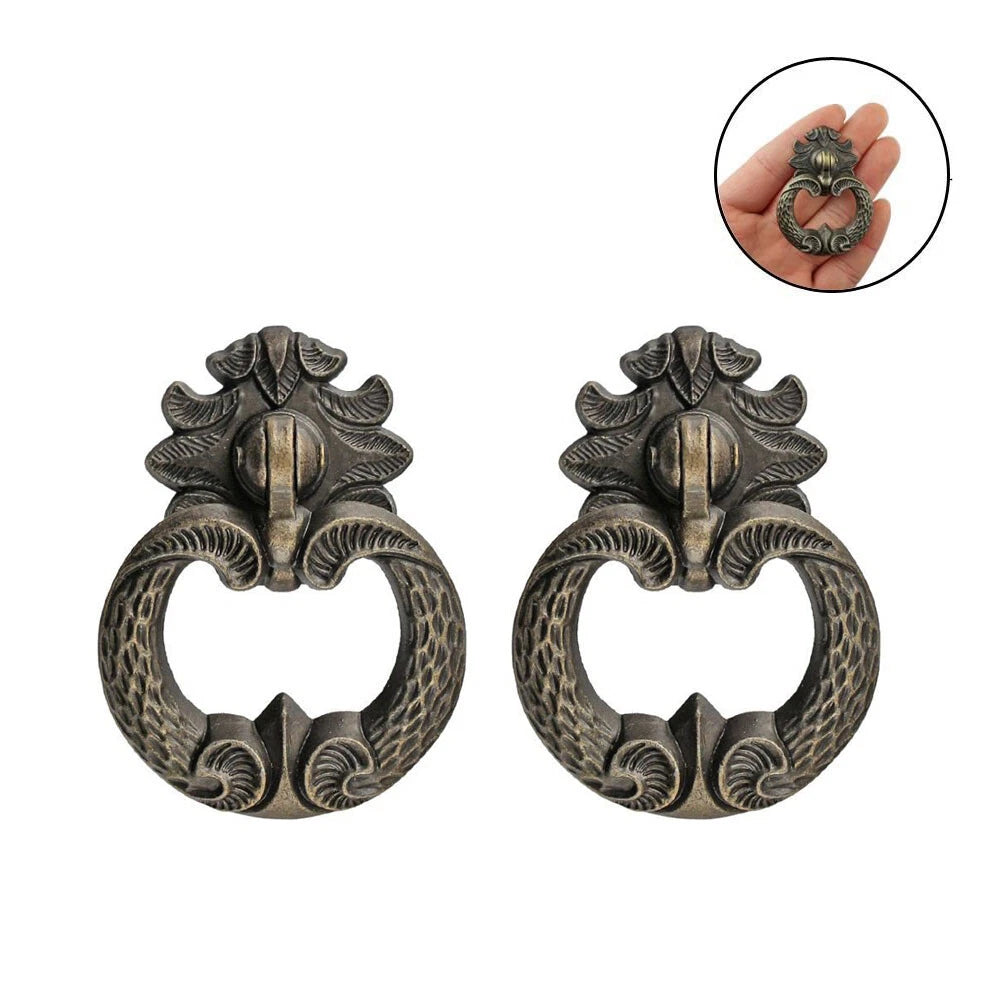 Set of 10 Vintage Door Drop Ring Pull Knobs for Kitchen Cupboard Drawer