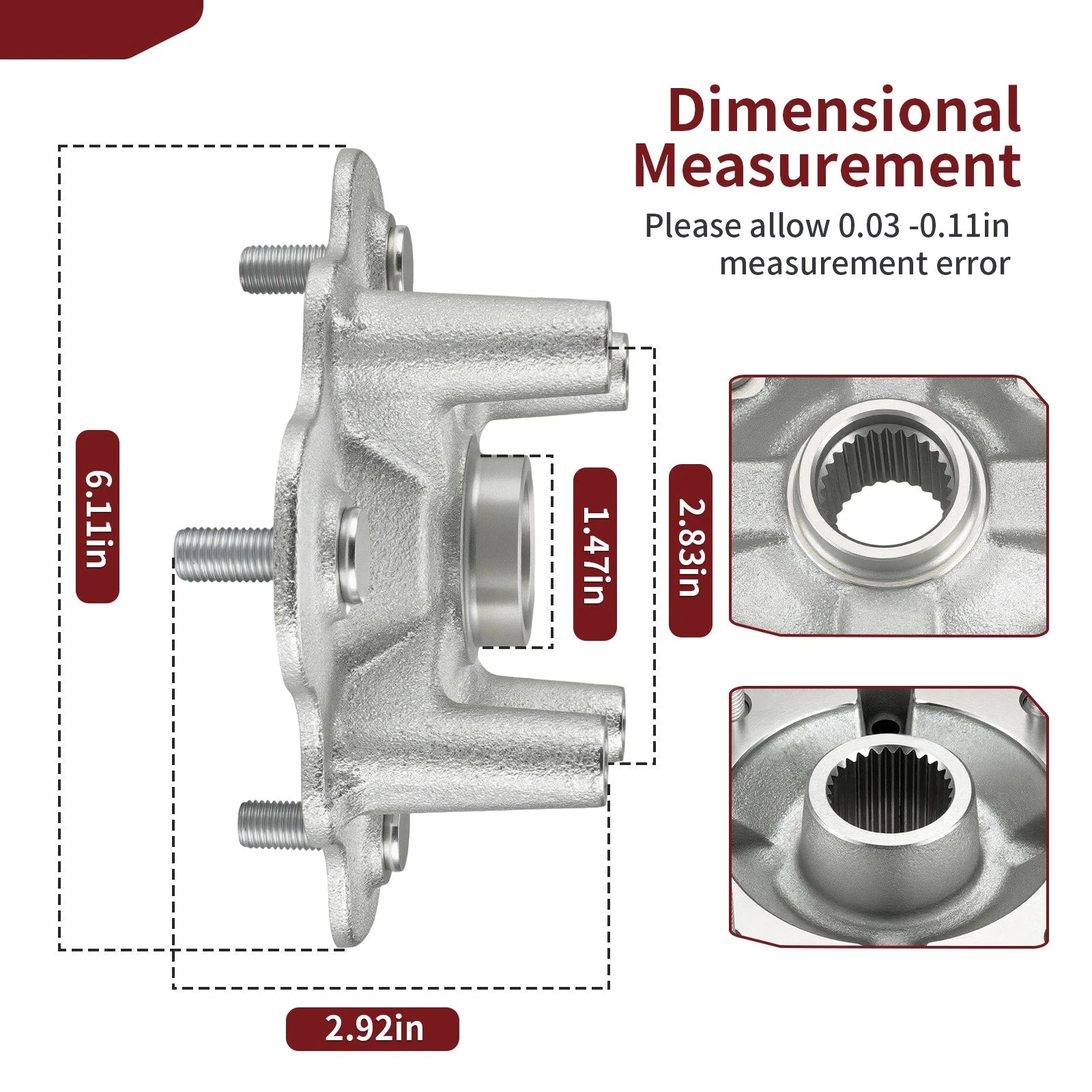 Front Wheel Hub for Yamaha Bruin 350 (2004–2006) 5ND-F5111-21-00, 5ND-F5111-30-00