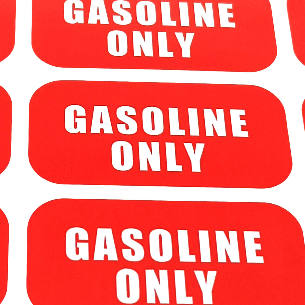 Gasoline Only Fuel Caution Warning Decal for Universal Use (1"x 2")