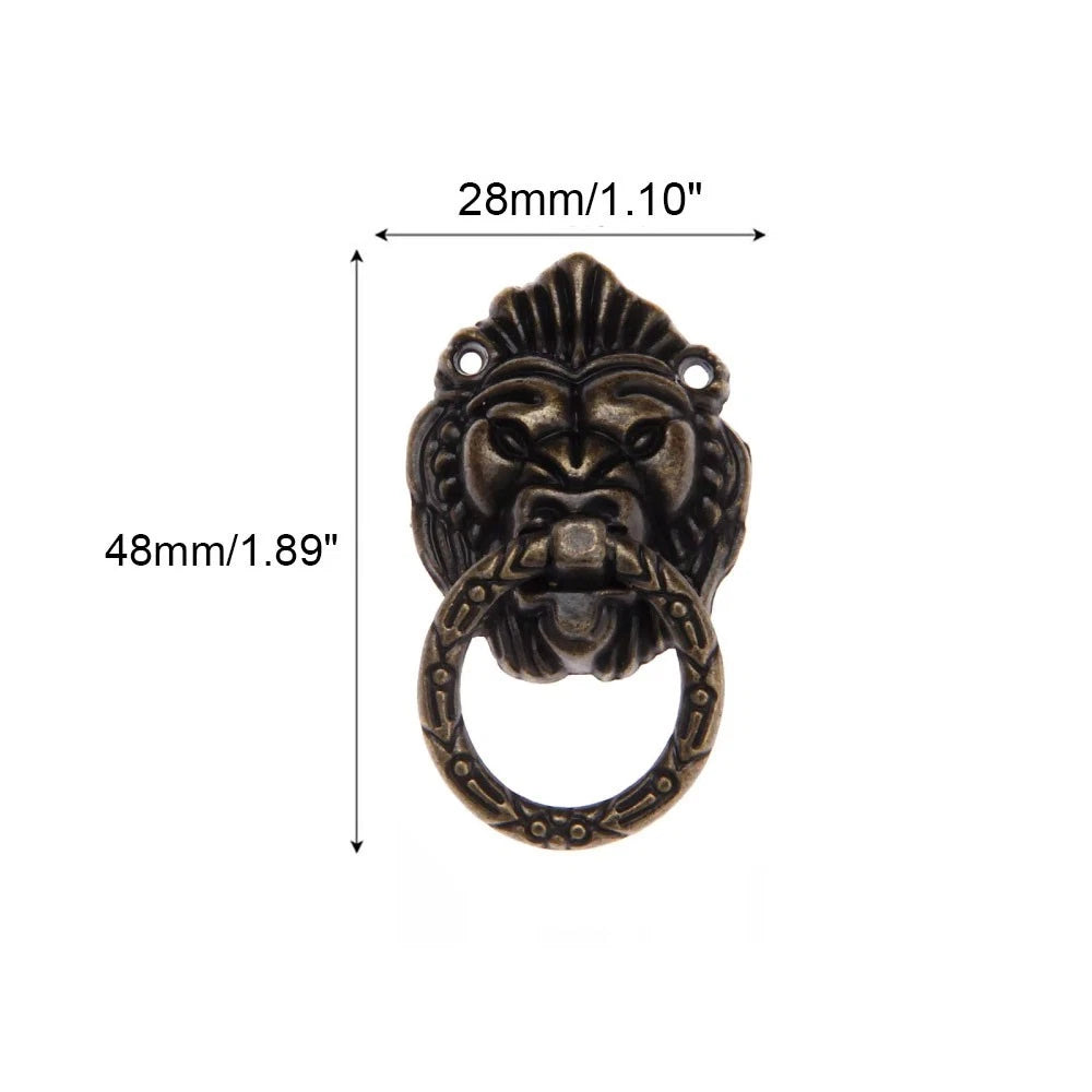 5Pcs Antique Bronze Lion Head Drawer Door Knob Pulls for Cabinets
