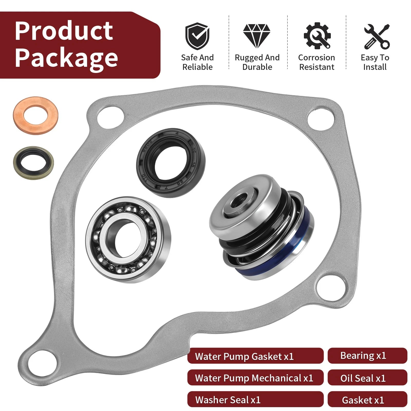 Water Pump Bearing Seal & Gasket for Polaris Ranger Magnum 425 500 (2000–2009)