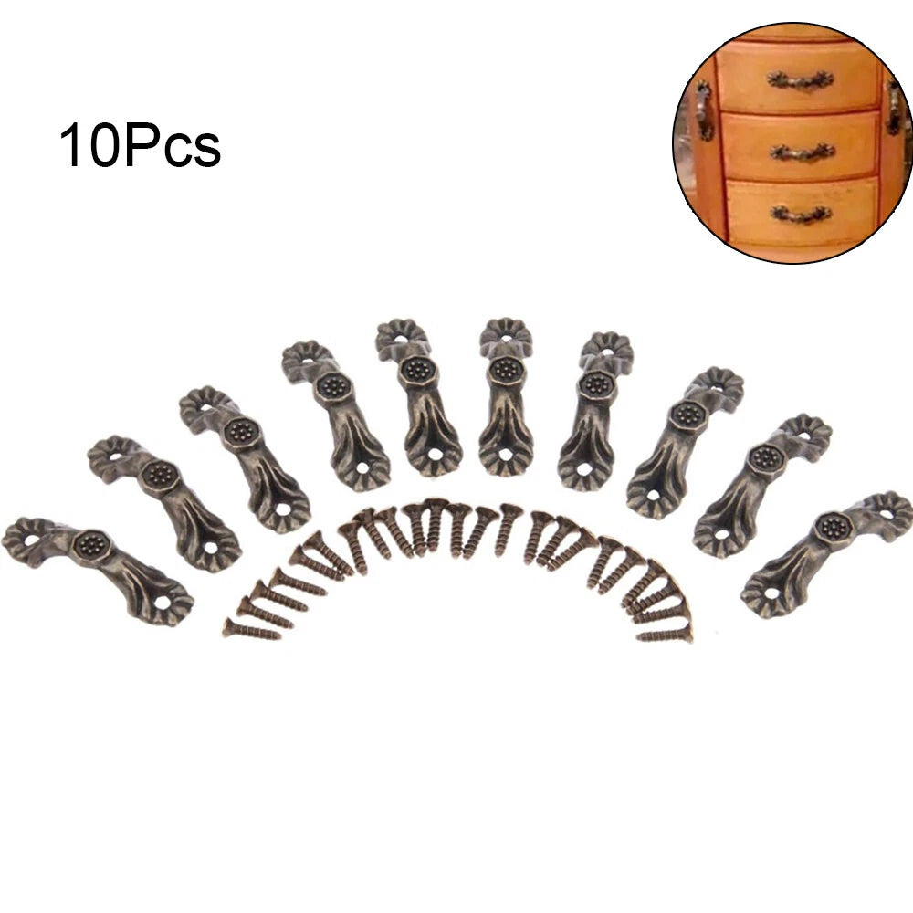 10Pcs Vintage Pull Handle Cabinet Knob Hardware Decor for Jewelry Box