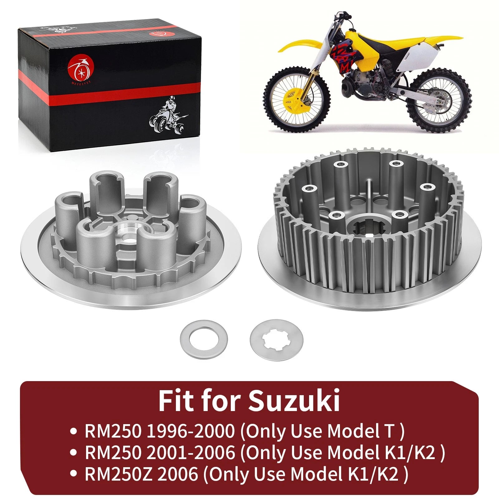 Clutch Center Inner Hub & Outer Pressure Plate w/ Lock Washer for Suzuki RM250Z (2006)