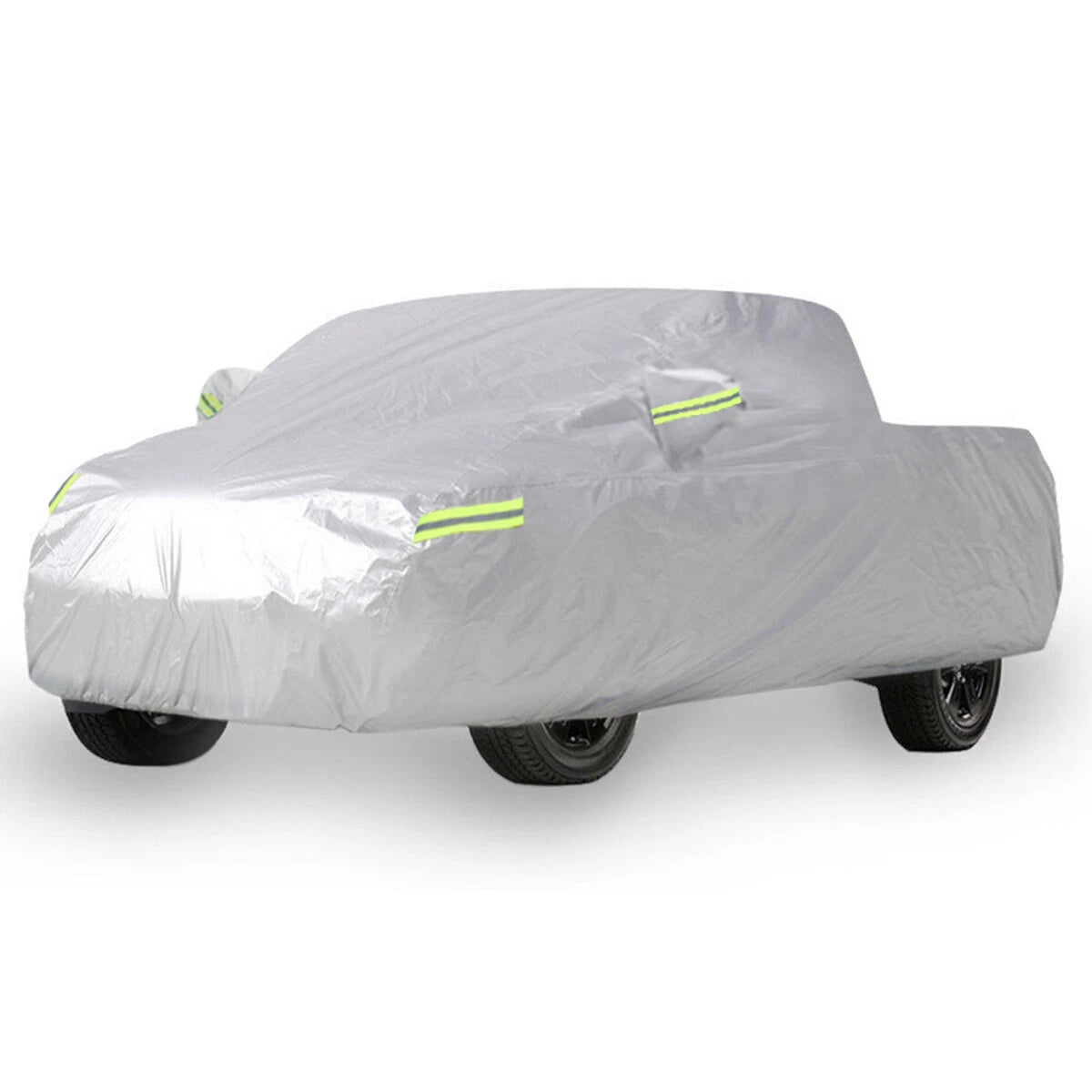 Pickup Truck Cover Waterproof Silver with Reflective Strip Universal