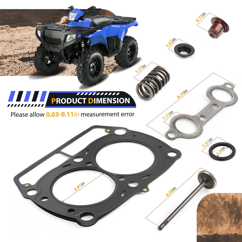 Cylinder Head Gasket & Intake Exhaust Valve for Polaris Sportsman Ranger 700-800