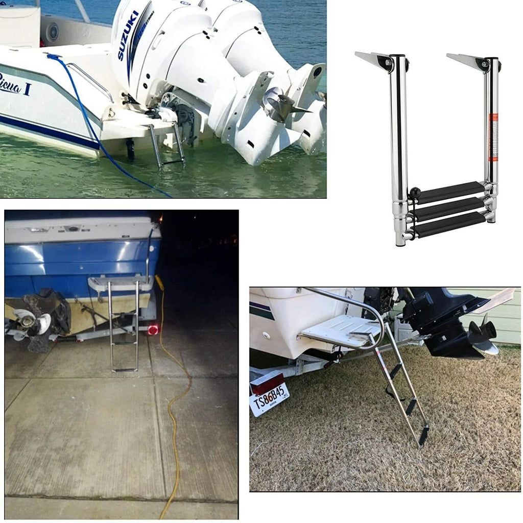 3-Step Stainless Steel Telescoping Boat Ladder for Pool Use