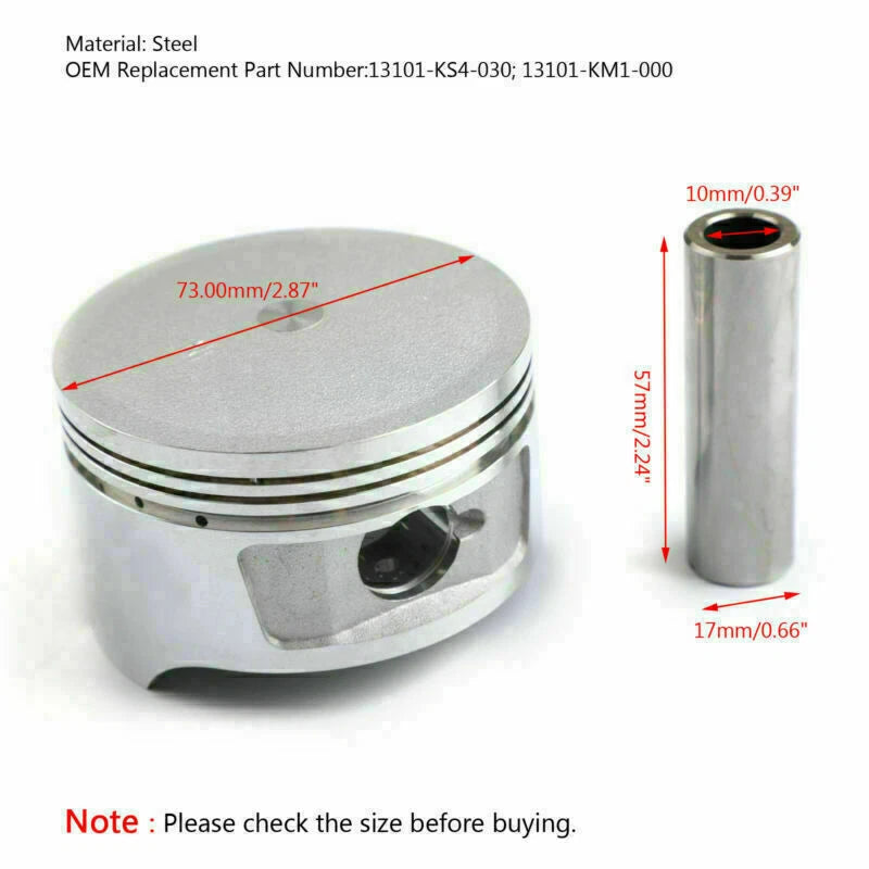 Piston Ring Kit +1.00mm for Honda Helix CN250 (1986–2007) Bore 73.00mm T9