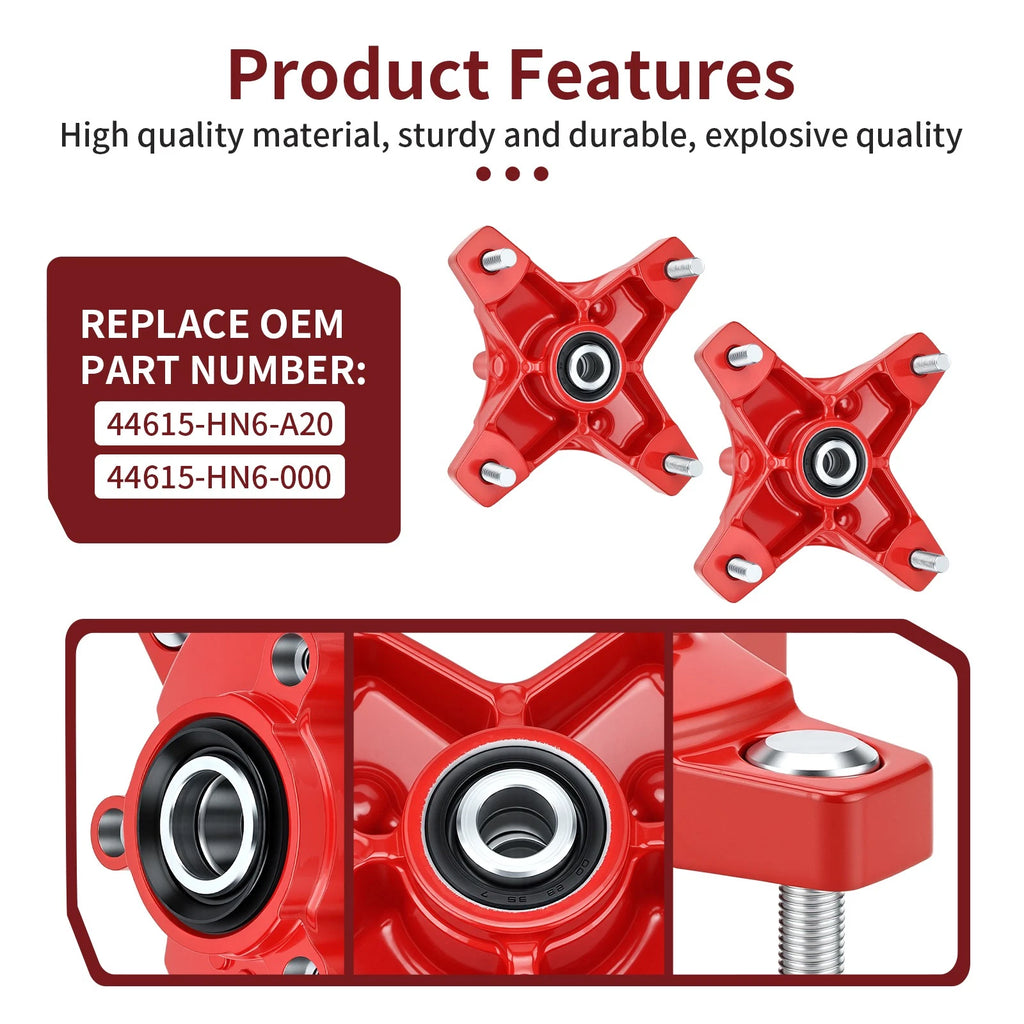 Set of 2 Front Red Wheel Hubs L&R 44615-HN6-A20 for Honda Sportrax 250 400 (2001–2006)