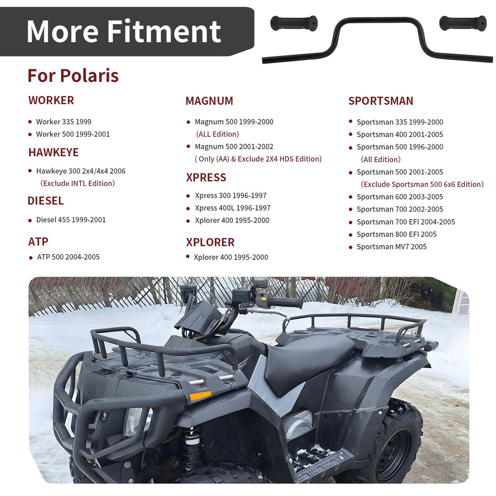Black Handlebar with Grips for Polaris Sportsman 600 (2003–2005) 5242987-067