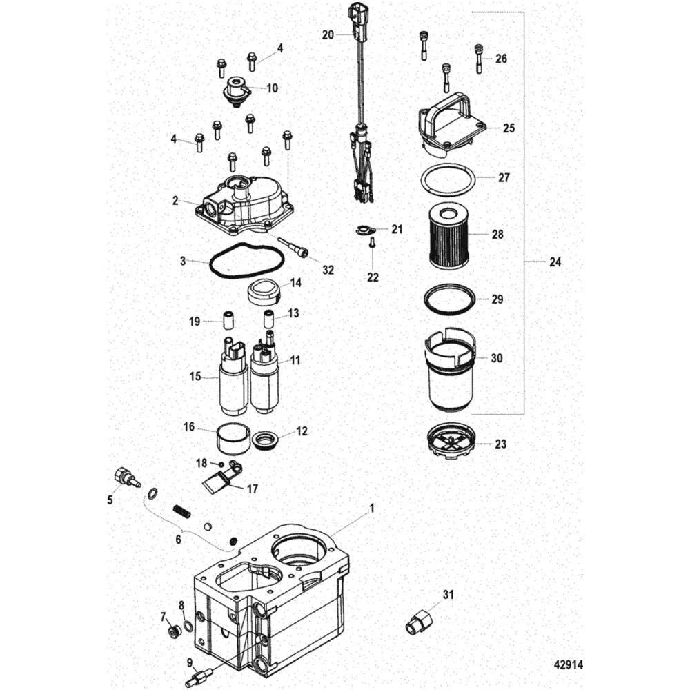 Set of 2 Fuel Filters for Mercury Marine Mercruiser (35892665)