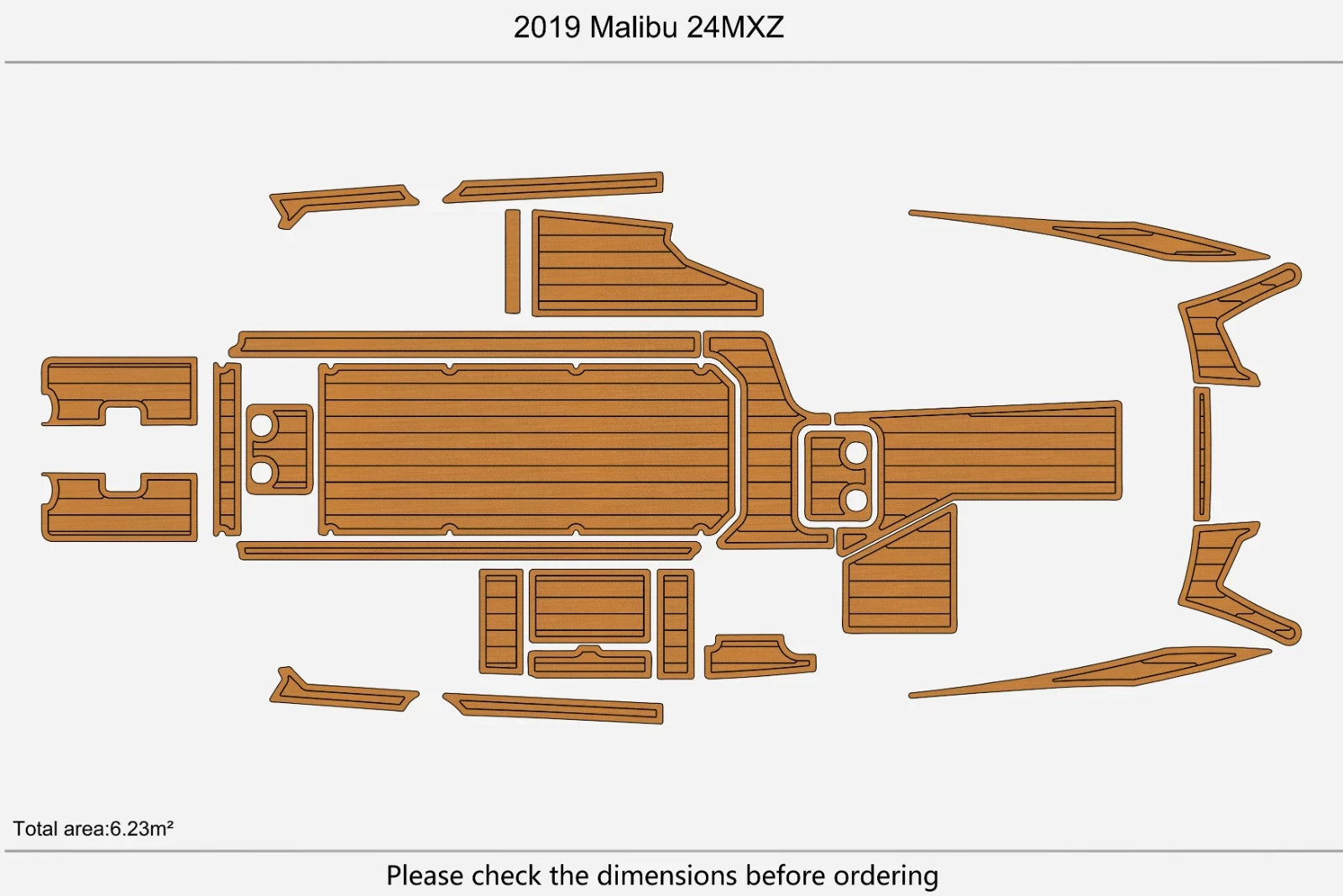 EVA Foam Faux Teak Deck Floor Cockpit Pads for Malibu 24 MXZ (2019)